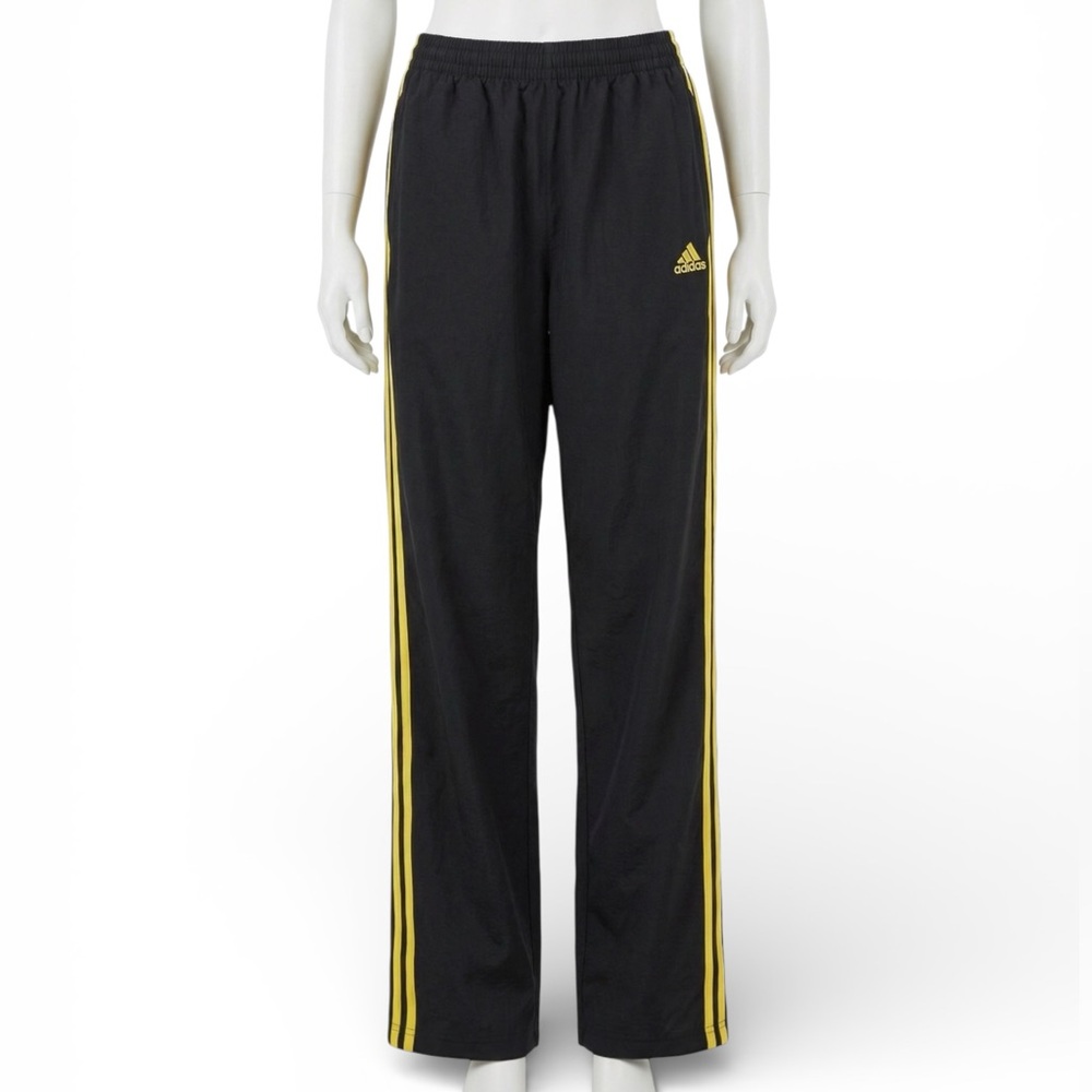Adidas Black Athletic Athleisure Bright Yellow Stripe Clima365 Pants XL